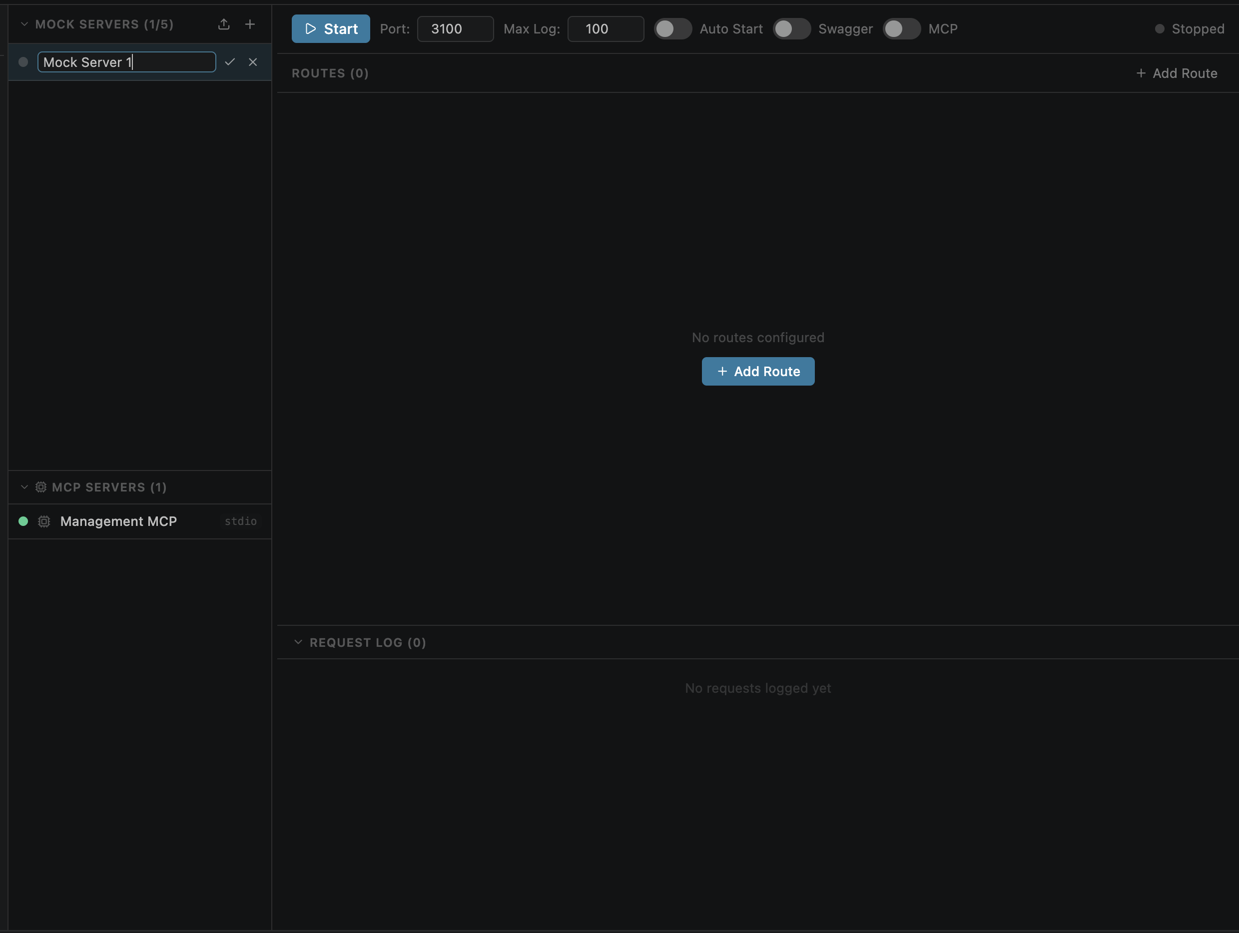 Creating a new mock server with name and port